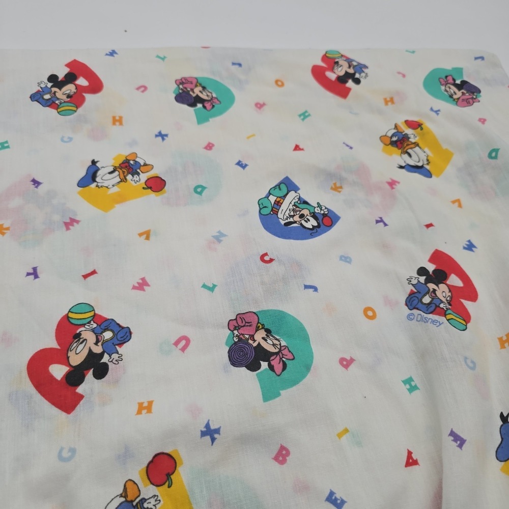 Vtg Dundee Disney Babies Crib Sheet "Baby's First ABC" Mickey Minnie Donald USA